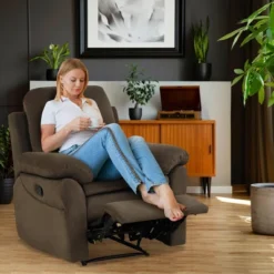 Costway Recliner Chair Single Sofa Armchair Sleeper Lounger W/ Footrest GreyBrown -Baxton Studio Shop GUEST 4f7c8ce2 4d96 414e 80ac 193f83a488af