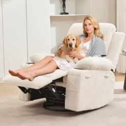 Recliner Chair Nursery, Manual Reclining Rocking Chair, 360 Swivel Glider With Cup Holder, Massage And Heat Recliner, Indoor Single Sofa Chairs -Baxton Studio Shop GUEST 4fa393ec ad88 4a72 9813 ad3673a8e7e7