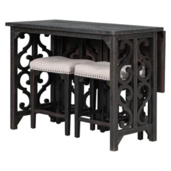 3 PCS Counter Height Wood Dining Table Set, Pub Set Foldable Table With 2 Saddle Stools-ModernLuxe -Baxton Studio Shop GUEST 4fa4fbf9 60ab 4b59 b07b df6cbca98d11