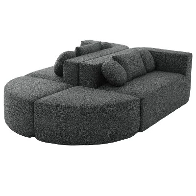 114.9"W Modular Sectional Sofa With Curved Design, Free-Combined Boucle Fabric Sofa Bed - ModernLuxe 9 114.9"W Modular Sectional Sofa With Curved Design, Free-Combined Boucle Fabric Sofa Bed - ModernLuxe - Image 9