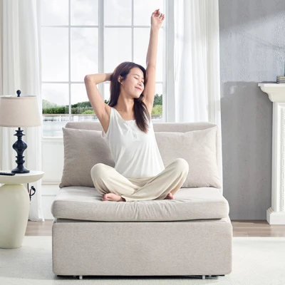 Mjkone Full/Queen Size Sofa Bed, 2 In 1 Convertible Linen Loveseat Sleeper Sofa Couch With Cushions 2 Mjkone Full/Queen Size Sofa Bed, 2 In 1 Convertible Linen Loveseat Sleeper Sofa Couch With Cushions - Image 2