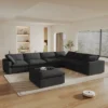 WJShome 160" Cloud Couch Modular Sectional Sofa For Livingroom,Convertible Sofa With Storage Ottomans,7 Seat Wide Couches