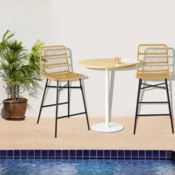 Costway Set Of 2 Rattan Bar Stools Counter Height Dining Chairs With Metal Legs Natural -Baxton Studio Shop GUEST 4fc686a4 1852 4512 a567 d663e50bff6f