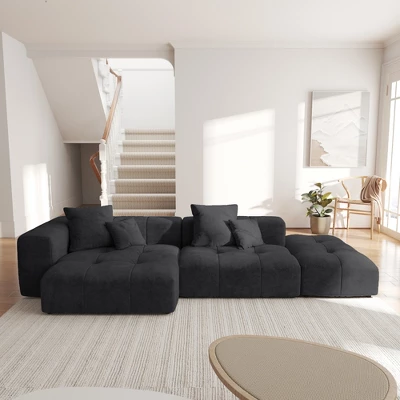 WJShome 119" Cloud Couch Modular Sectional Sofa With Ottoman,Linen Deep Seat With Pillows Convertible Sofafor Living Room, Bedroom And Apartment, 12 WJShome 119" Cloud Couch Modular Sectional Sofa With Ottoman,Linen Deep Seat With Pillows Convertible Sofafor Living Room, Bedroom And Apartment, - Image 12