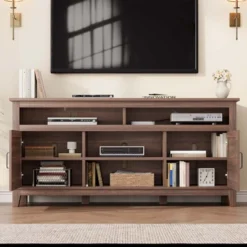 Modern TV Stand For 65 Inch, TV Semi-Open Double Door Cabinet With Shelves – Entertainment Center With 8 Storage For Living Room -Baxton Studio Shop GUEST 50319861 e1d2 4cbe b735 4064deb81839