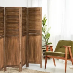 Costway 4 Panel Folding Privacy Room Divider Screen Home Furniture 5.6 Ft Tall Brown -Baxton Studio Shop GUEST 5041cd5e 1198 4974 b9d4 ca36b2f23517