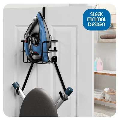 Bryt Ironing Board Holder Wall Mount & Over The Door Hanger, Laundry Room Storage & Organization, Iron & Ironing Board Hanger T&V Shaped, Black 2 Bryt Ironing Board Holder Wall Mount & Over The Door Hanger, Laundry Room Storage & Organization, Iron & Ironing Board Hanger T&V Shaped, Black - Image 2