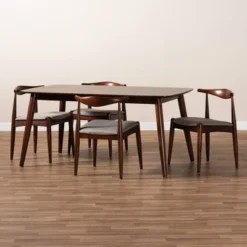 5pc Aeron Wood Dining Set Light Gray/Walnut - Baxton Studio -Baxton Studio Shop GUEST 508698a1 4050 46fb b831 12dcf4d6290a