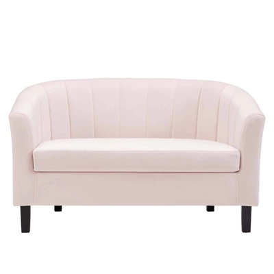 Prospect Channel Tufted Performance Velvet Loveseat Sofa Pink - Modway 4 Prospect Channel Tufted Performance Velvet Loveseat Sofa Pink - Modway - Image 4