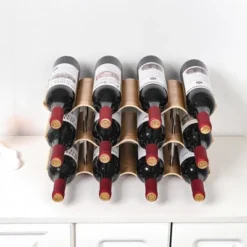 Itopfox Countertop Wine Rack - 12 Bottle Freestanding Wine Holder Stand - 3 Tier Wooden Storage - Wavy Organizer For Cabinet Pantry Kitchen Bar -Baxton Studio Shop GUEST 50bfe927 76a7 40a2 99dc f2ff365a71f4