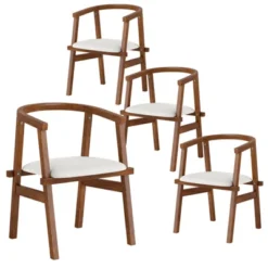 Costway Wooden Dining Chairs Set Of 2/4 With Wrap-around Armrest & Padded Seat For Kitchen 19 Costway Wooden Dining Chairs Set Of 2/4 With Wrap-around Armrest & Padded Seat For Kitchen -Baxton Studio Shop GUEST 50f9355b cfc5 45d0 b59d a4c99bc1ad92