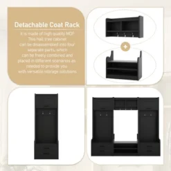 TIRAMISUBEST 4-in-1 Detachable Hall Tree With Storage And 7 Hooks - Black Entryway Organizer With Storage -Baxton Studio Shop GUEST 50ff0bf9 c1c2 4118 9a20 c5d85f8a9487