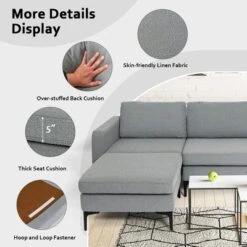 Costway Modular L-shaped 3 Seat Sectional Sofa W/ Reversible Chaise & 2 USB Ports 19 Costway Modular L-shaped 3 Seat Sectional Sofa W/ Reversible Chaise & 2 USB Ports -Baxton Studio Shop GUEST 512c3864 51f1 4d64 87f0 48d7e26c5c32