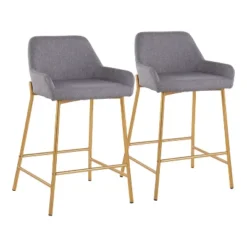 Set Of 2 Daniella Metal/Polyester Counter Height Barstools - LumiSource 29 Set Of 2 Daniella Metal/Polyester Counter Height Barstools - LumiSource -Baxton Studio Shop GUEST 513a695f 236b 4168 bc37 98404624dc70
