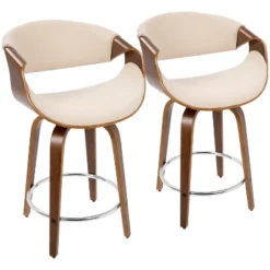 Set Of 2 Curvini Mid-Century Modern Counter Height Barstools - LumiSource -Baxton Studio Shop GUEST 513ce8a8 593e 41bb bcf8 a8537096ecfc