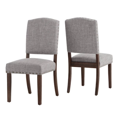 Set Of 2 Iverson Nailhead Trim Brown Finish Linen Side Chairs - Inspire Q 7 Set Of 2 Iverson Nailhead Trim Brown Finish Linen Side Chairs - Inspire Q - Image 7
