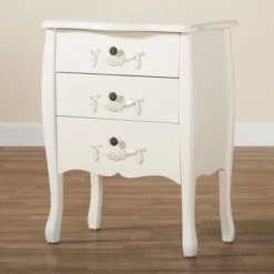 Eliya Wood 3 Drawer Storage Cabinet White - Baxton Studio -Baxton Studio Shop GUEST 515a640a 41c0 4116 8c04 0592c132987e
