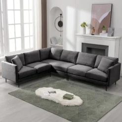 Mjkone Luxury 107"W*81.5''D Linen L-shaped Couch,6-Seat Oversized Sectional Sofa Couch With Corner Sofa 15 Mjkone Luxury 107"W*81.5''D Linen L-shaped Couch,6-Seat Oversized Sectional Sofa Couch With Corner Sofa -Baxton Studio Shop GUEST 51b5c49c a49f 4e9d 9ba2 bb49def7e065