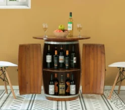 Vintiquewise Wine Barrel Round Table Wine Storage Cabinet 12 Vintiquewise Wine Barrel Round Table Wine Storage Cabinet -Baxton Studio Shop GUEST 51f47483 4fb4 48cc 9259 152d950585ff