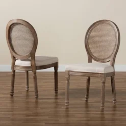 Set Of 2 Louis Fabric Upholstered With Rattan And Wood Dining Chairs Beige/Brown - Baxton Studio 14 Set Of 2 Louis Fabric Upholstered With Rattan And Wood Dining Chairs Beige/Brown - Baxton Studio -Baxton Studio Shop GUEST 52330214 8b11 4da1 866e 4d8d6d73a0c5