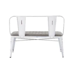 Oregon Industrial Upholstered Bench Vintage White/Gray - LumiSource -Baxton Studio Shop GUEST 52922ee8 0ac0 4f34 ac4f 426e787bc72f