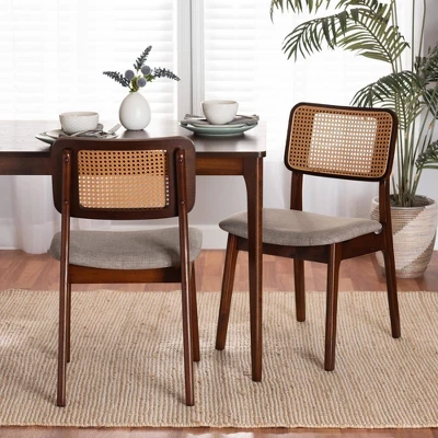 Baxton Studio Baxton Studio 2pc Dannon Fabric And Wood Dining Chairs Gray/Walnut Brown/Light Brown: Polyester Upholstery, Rubberwood Frame 2 Baxton Studio Baxton Studio 2pc Dannon Fabric And Wood Dining Chairs Gray/Walnut Brown/Light Brown: Polyester Upholstery, Rubberwood Frame - Image 2