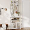 Coat Rack Shoe Storage 72.8in White Hall Tree With Doors Narrow Coat Tree Shoe Shelf Organizer