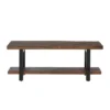 48" Pomona Solid Wood And Metal Entryway Bench Brown - Alaterre Furniture