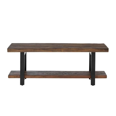 48" Pomona Solid Wood And Metal Entryway Bench Brown - Alaterre Furniture 1 48" Pomona Solid Wood And Metal Entryway Bench Brown - Alaterre Furniture