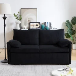 MAYEERTY 64.5 Sleeper Sofa Bed 3 In 1 Adjustable Pullout 2 Pillows Side Pockets Soft Corduroy Convertible -Baxton Studio Shop GUEST 52c9deec c11e 4611 851a 2d6c76857144