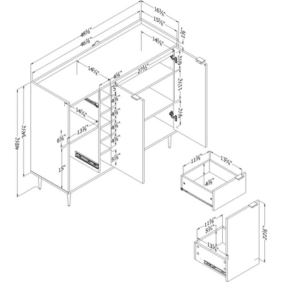 Hype 3-Door Buffet Server With Storage Walnut - South Shore 9 Hype 3-Door Buffet Server With Storage Walnut - South Shore - Image 9