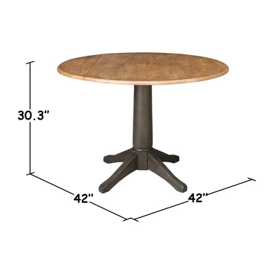 42" Round Dual Drop Leaf Dining Table With 4 Splat Back Chairs Hickory/Washed Coal - International Concepts 8 42" Round Dual Drop Leaf Dining Table With 4 Splat Back Chairs Hickory/Washed Coal - International Concepts - Image 8