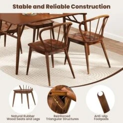 Costway Wooden Dining Chair Set Of 2/4 With High Spindle Back Rubber Wood Legs Wide Seat -Baxton Studio Shop GUEST 53858617 9907 4518 8afa 24f9e6c36408