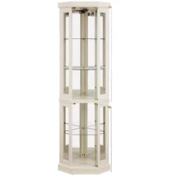 YOOCOZZ Corner Lighted Glass Curio Cabinet Display Case With Light For Living Room Antique Collection Wine Bar Glass Storage