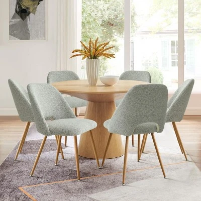 Edwin Boucle Dining Chair Set Of 6,Modern Kitchen Dining Room Chairs With Curved Round Backrest,Boucle Chairs With Oak Metal Legs -Maison Boucle 10 Edwin Boucle Dining Chair Set Of 6,Modern Kitchen Dining Room Chairs With Curved Round Backrest,Boucle Chairs With Oak Metal Legs -Maison Boucle - Image 10