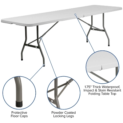 Flash Furniture 8' Bi-Fold Granite White Plastic Event/Training Folding Table Set With 10 Folding Chairs 1 Flash Furniture 8' Bi-Fold Granite White Plastic Event/Training Folding Table Set With 10 Folding Chairs