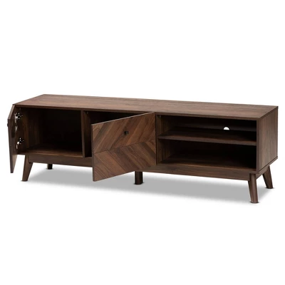 Hartman Wood TV Stand For TVs Up To 60" Walnut Brown - Baxton Studio 1 Hartman Wood TV Stand For TVs Up To 60" Walnut Brown - Baxton Studio