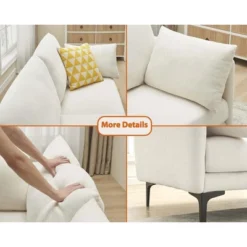 Garvee 78 Inch Sofa, 3 Seater Sofa, Comfy Modern Couch With 2 Pillows, Cozy Lounge Sofa, Sofa Couch For Living Room Apartment Bed Room, Beige -Baxton Studio Shop GUEST 542df00f 256b 4e5f 9cba 062d7d6ef4a7