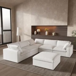 WJShome 160.6" Cloud Modular Sectional Sofa With Storage Ottomans,Convertible Couch Deep Seat For Living Room Sets,Covers Washable&Replaceable -Baxton Studio Shop GUEST 543f1e79 876d 4265 bb2c 09258f82cb31