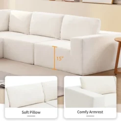 116"W Modular L Shaped Sectional Sofa, Luxury Floor Couch Set, 5 Piece Free Combination Sofa 4S - ModernLuxe -Baxton Studio Shop GUEST 543f8913 4ac3 4b96 b35d 2f043b760ba1