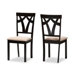 Set Of 2 Sylvia Espresso Finished Dining Chair Sand/Brown - Baxton Studio