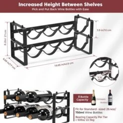 Itopfox Stackable Wine Rack Countertop, Sturdy Freestanding Wine Bottle Holder 2 Tier Tabletop Wine Stand For Pantry Bar Metal Wine Storage Organizer -Baxton Studio Shop GUEST 549022c1 95fa 41c5 8f5b 301d6afdb09d