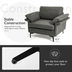 Costway Modern Linen Fabric Accent Armchair Upholstered Single Sofa W/ Metal Legs Grey 13 Costway Modern Linen Fabric Accent Armchair Upholstered Single Sofa W/ Metal Legs Grey -Baxton Studio Shop GUEST 5496f12b 90cc 4b22 8fb8 16d262d60e81