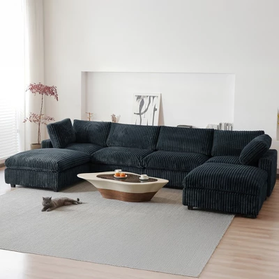 WJShome Cloud Couch Modular Sectional Sofa,157" Oversized U Shaped Couch With Ottoman,6 Seater Convertible Sofa For Living Room 3 WJShome Cloud Couch Modular Sectional Sofa,157" Oversized U Shaped Couch With Ottoman,6 Seater Convertible Sofa For Living Room - Image 3