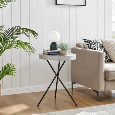 17.6" Round 3 Legged Industrial Style Side Table Cement - Danya B. 2 17.6" Round 3 Legged Industrial Style Side Table Cement - Danya B. - Image 2