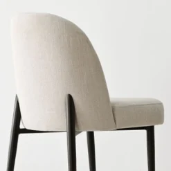 Upholstered Dining Chairs With Linen Blend Fabric And Metal Legs, Modern Armless Side Chairs For Dining Room-Maison Boucle -Baxton Studio Shop GUEST 553649b3 da1a 4e15 9b11 6ff63d7e9fd7