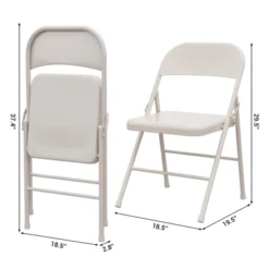 2/4 Pack Folding Chairs With Comfort Sit Board And Durable Steel Frame, Portable Kitchen Chair, 350lb Weight Capacity