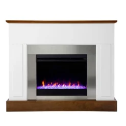 Cerkby Industrial Fireplace White/Dark Tobacco - Aiden Lane -Baxton Studio Shop GUEST 55b83906 c45f 410f 958f e9a5a28658e5
