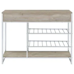 Coaster Melrose Modern 2 Shelf Wood/Metal Wine Cabinet With 2 Drawers Gray Washed Oak/Chrome 16 Coaster Melrose Modern 2 Shelf Wood/Metal Wine Cabinet With 2 Drawers Gray Washed Oak/Chrome -Baxton Studio Shop GUEST 55ecf5de b55b 4786 b452 8406d923b6d5