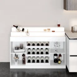 FUFU&GAGA White Home Bar Cabinet,LED Wine Rack With Storage,Liquor Cabinet With Tiered Display, For Living Room & Minimalist Interiors 24 FUFU&GAGA White Home Bar Cabinet,LED Wine Rack With Storage,Liquor Cabinet With Tiered Display, For Living Room & Minimalist Interiors -Baxton Studio Shop GUEST 562de132 cb30 46c3 9521 d492aef46d65
